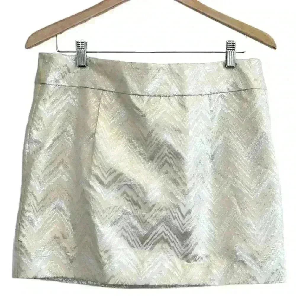 🌈 6/$60 Trina Turk Gold, Silver, Cream, Party, Cocktail, Mini Skirt, Size 10